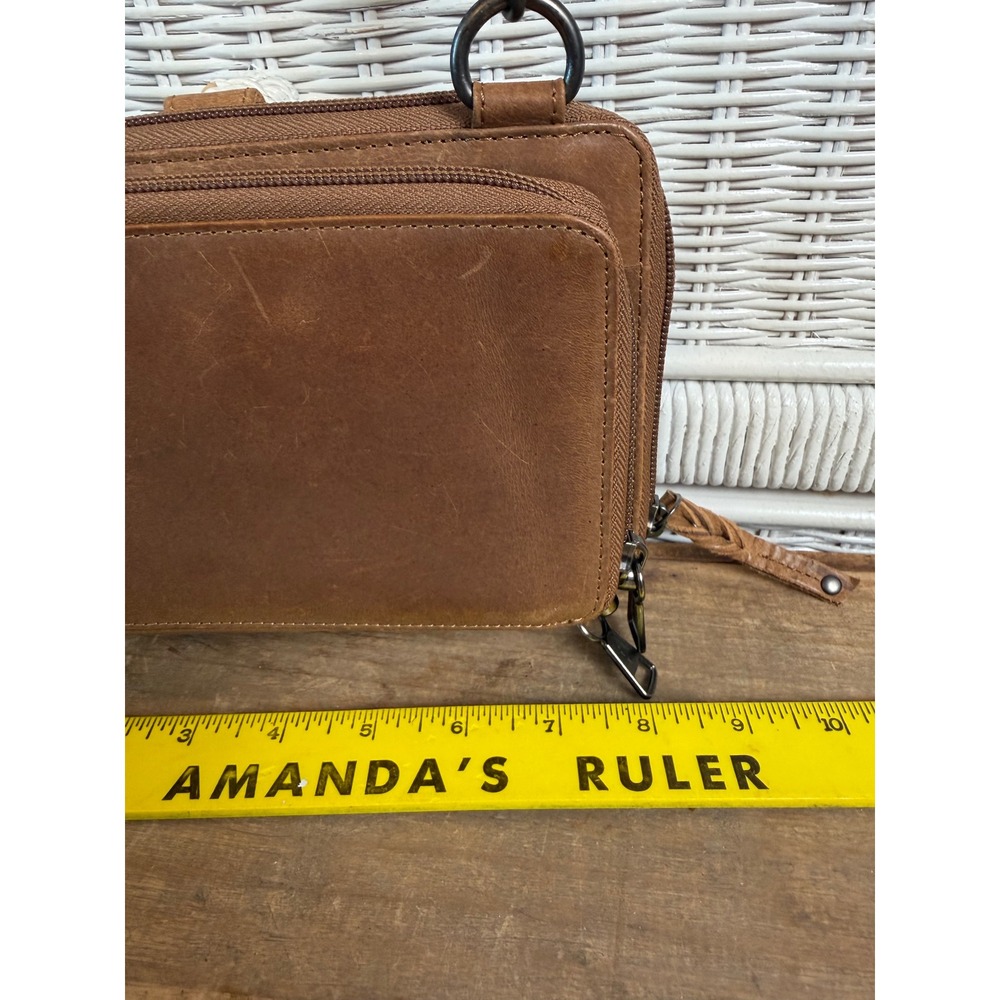 Brown Leather Concealed Carry Crossbody Bag Studded Western CCW Purse Brown - Picture 4 of 10